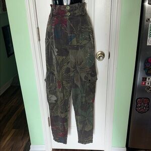 Desigual Floral Camouflage Tencel Cargo Trousers Floral Cargo Pants Size Medium